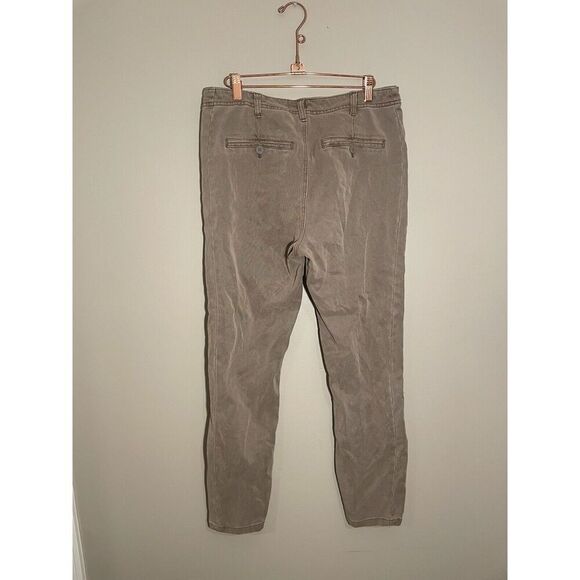 By Anthropologie Ona Skinny Leg Utility  Cropped Ankle Buttons Pants Size 30 Tan - Picture 4 of 6